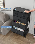 Crestlive Products Vertical Dresser Storage Tower - Sturdy Steel Frame, Wood Top, Easy Pull Fabric Bins - Organizer Unit for Bedroom, Entryway, Closets - 6 Drawers (Black) - color: Black, style: 6 Drawers