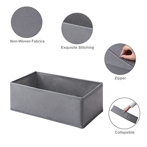 6 Packs Dresser Drawer Organizers for Clothing,Woven-Fabric Baby Clothes Organizer and storage in Bedroom-Closet & Drawer Organization-1 Large Cell - color: Gray, size: 1 cell