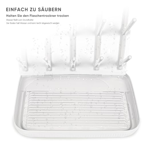 Termichy Baby Bottle Drying Rack: Large Vertical Bottle Dryer Rack Holder - Space Saving Standing Drying Rack for Baby Bottles and Pump Part Cleaning (White) - color: White