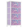 DWVO Dresser with 4 Drawers - Storage Tower Unit, Dresser for Bedroom, Living Room, Closets - Sturdy Steel Frame, Wooden Top & Easy Pull Fabric Bins, Purple - color: Cool Purple