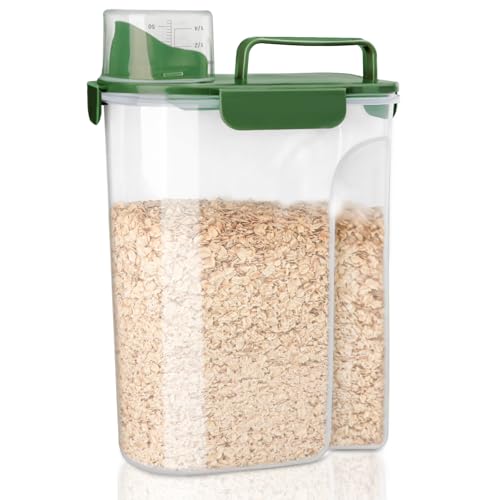 Komzon Rice Container, Airtight Rice Storage Container 10lb, Cereal Containers Storage, BPA Free Food Dispenser with Pouring Spout Handle for Flour Pasta Grain, Pet Dog Cat Bird Food Storage Container - color: 10lb Green