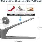 One-Piece Shoe Slot Organizer 10 Pack, Space-Saving Stackers for Closet, Entryway & Shoe Rack | No Assembly Needed - color: Gray