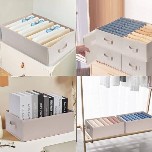BOMKEE Clothings Collapsible Storage Bins, Foldable Organizers and Storage Baskets Cube Storage Bin for Bedroom Living Room (4 Pack) (Flaxen, 15.4x11.4x5.5inch) - color: Flaxen, size: 15.4x11.4x5.5inch