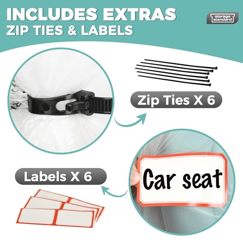 Storage Standard Large Clear Plastic Bags for Storage 6-Pack - Waterproof Extra Large Plastic Bags with Zip Ties, Heavy-Duty Cover for Pillows, Comforters, Chair Cushions & Textiles - 36 x 50 Inches - size: 36'' x 50’'