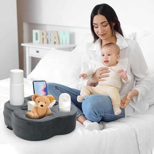 Couch Cup Holder | Sofa Cup Holder Pillow Drink Tray Organizer for Drinks, Remotes, Phones, Snacks (Grey, 12 * 12 * 3.7 Inch) - color: Grey, size: 12*12*3.7 Inch