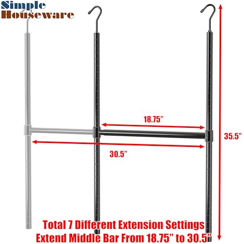 Simple Houseware Adjustable Closet Hanging Rod, Black - color: Black, size: 1 Pack