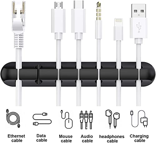 SOULWIT Cable Holder Clips, 3-Pack Cable Management Cord Organizer Clips Silicone Self Adhesive for Desktop USB Charging Cable Nightstand Power Cord Mouse Cable Wire PC Office Home - color: 357-Slot-Black, size: 753-Slot