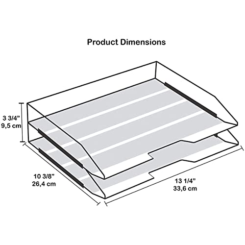 Acrimet 2 Tier Paper Organizer Letter Tray – Plastic Stackable Desk File Organizer, Side Load Paper Sorter for Letter/A4 Office File Folder Holder – Solid Green