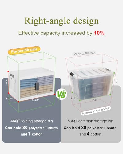 OlarHike 144QT Lockable Storage Bins with Lids - Folding Storage Cabinet with Doors and Wheels, Collapsible Plastic Box for Closets, Office, Stackable Organizer and Containers, Gifts, 3 Pack Cubes - size: 48QT-White, style: 3Pack