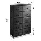 WLIVE Tall Dresser with 10 Drawers, Dressers & Chest of Drawers, Dresser for Closet, Bedroom, Hallway, Living Room, Entryway, Black - color: Charcoal Black Wood Grain Print