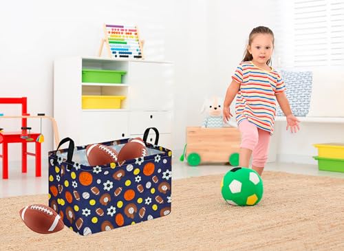 MAIZMZ Kids Hamper Storage Bins Organizer Toy Box Laundry Basket Large Canvas Collapsible Chest for Home/Dorm/Kitchen/Pet/Office/Closet/Shelf/Gift Baskets - color: Blue balls