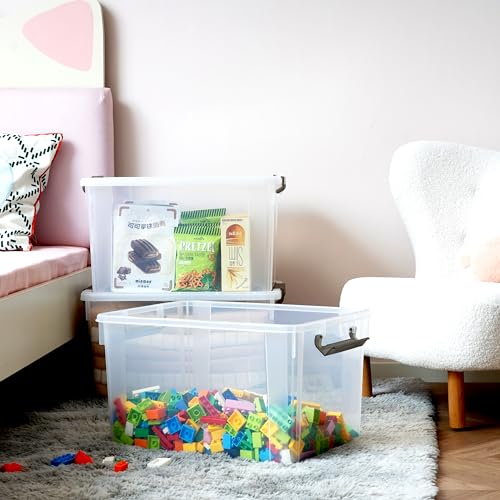 Citylife 6 Packs 58.1 QT Plastic Storage Bins with Lids Large Stackable Storage Containers for Organizing Clear Storage Box for Garage, Closet, Classroom, Kitchen - size: 6 Packs-58.1 QT