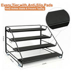 4 Tier Spice Rack Organizer for Cabinet, Step Adjustable Spice Shelf Seasoning Organizer with Non Slip Tiers, Expandable Metal Spice Rack for Kitchen Countertop, Pantry, Cupboard – Black