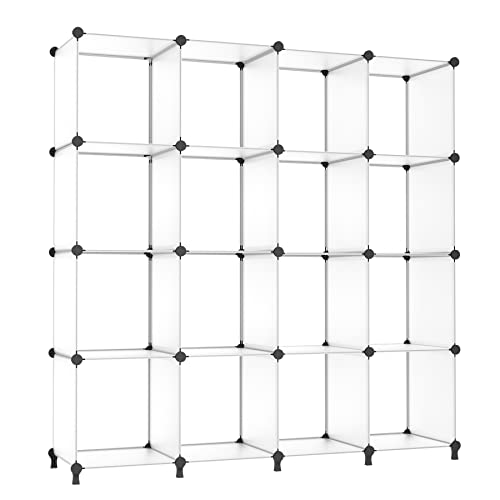 AWTATOS Cube Storage Organizer, 16 Cube Closet Organizer, Stackable Storage Cube Shelves, DIY Portable Closet Clothes Organizer Shelving for Bedroom, Closet, Wardrobe, Bathroom, Translucent - color: Transparent, size: 4x4