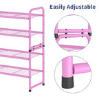 SUFAUY 2 Tier 33" Wide Shoe Rack, Closet Metal Wire, Stackable, Pink - color: Pink, size: 2 Tier