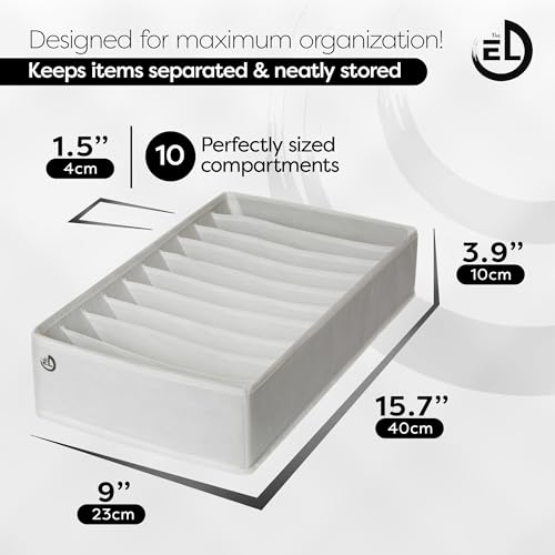 Drawer Organizer Clothes - 3 Set Multipurpose Dresser Drawer Organizer for Adults & Kids, Closet Foldable 10 Cells per Organizer - Non-Woven Fabric, T-Shirts, Baby Clothes, Shorts Organizer - White - color: WHITE (10 Cells)