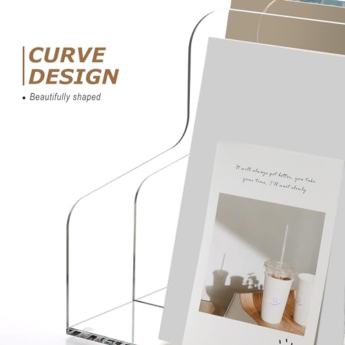 SANRUI 3 Slots Acrylic Magazine Holder, Desktop File Sorter Organizer Rack Bookshelf, Workspace Sorters Office Desk Accessories Organization Storage Stand, Clear - style: A4 File Rack