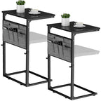 Vagusicc C Shaped End Table, Set of 2 Tall Side Table for Couch, Adjustable Height Small Couch Side Table for Small Spaces, End Table Slide Under Sofa Table TV Tray Arm Table for Living Room, Black - color: Black 2pc