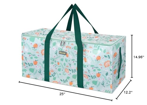 BALEINE Extra Large Storage Tote with Zippers & Carrying Handles, Heavy-Duty Oxford Fabric Moving Bags for Laundry, Space Saving, Storage, Spring Stroll - color: Spring Stroll, size: 1-Pack