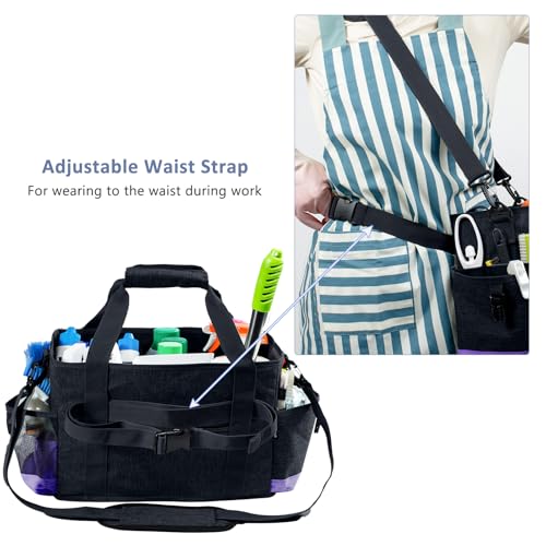 Large Cleaning Caddy for Cleaning Suppliers Organizer,15" Storage Organizer for House Clean Essential, Wearable Cleaing Bag, Storage Caddy for Housekeeping - color: Purple, size: Large