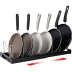 Expandable Pot and Pan Organizer Rack with 7 Stainless Steel Adjustable Shelves, for Neatly Storing Cookware, Pots, Pans, Lid (Style 1) - color: Black（Style 1）