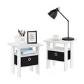 Furinno Andrey Set of 2 End Side Night Stand/Bedside Table with Bin Drawer, 2-Pack, White/Black - color: White/Black, size: 2-Pack, Center Bin