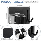Mop Broom Holder Wall Mount, Stainless Steel, Rust Resistant, Heavy Duty, No Drill,Self-adhesive Broom Holder Wall Mount with Hooks 4Pcs for Bathroom, Kitchen, Garage, Black