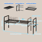 Mustorn Pots and Pans Organizer Under Cabinet, Expandable 1 Tier Under Sink Organizers and Storage Adjustable Height Kitchen Pot and Pan Lid Holder Rack with 6 Dividers Under Cabinet Shelf(Black) - size: 2panels &1 pot rack-1 Tier