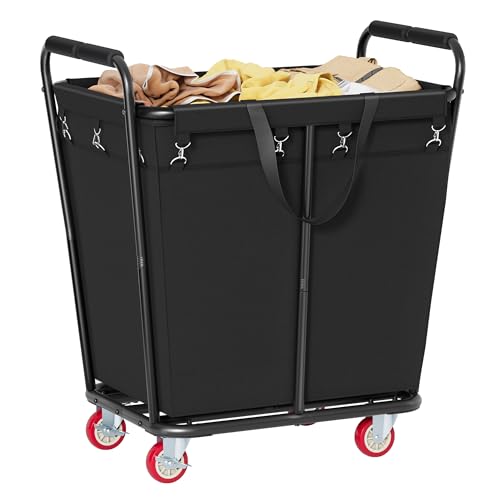 Hoctieon Large Laundry Cart with Wheels, 300L Heavy Duty Laundry Basket Organizer, Rolling Hamper Sorter for Clothes Storage, Industrial Dirty Clothes Hamper for Home & Hotel, Black - color: Black, size: 300L