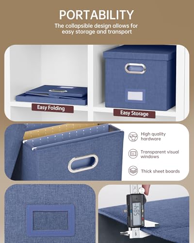 2 Pack File Storage Organizer, Document Organizer, Portable File Box with Lid, Fit for Letter/Legal File Folder Storage,Blue-Box only - color: Blue, size: 2 pack