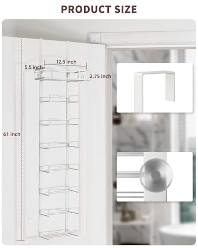 Hanging Towel Racks for Bathroom No Drill - Over The Door 8-Tier Bath Towel Storage Organizer for Small Bathrooms - Back Door Large Tiered Towel Holder Hanger for Rolled Towels RV Camper White - color: White, size: 8 Tier
