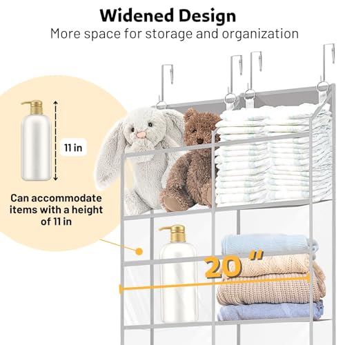 Over the Door Organizer 5 Tiers,Extra Large Behind Door Storage of 10 Compartments,50 lbs Weight Capacity Over the Door Storage, Clear Door Hanging Organizer for Closet, Diaper Organizer - color: Clear - 5 Tiers