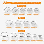 52 Pcs Food Storage Containers with Lids Airtight (26 Containers & 26 Lids) - Leakproof Meal-Prep Container for Kitchen Storage and Organization, Stackable Plastic Food Containers with Labels & Pen