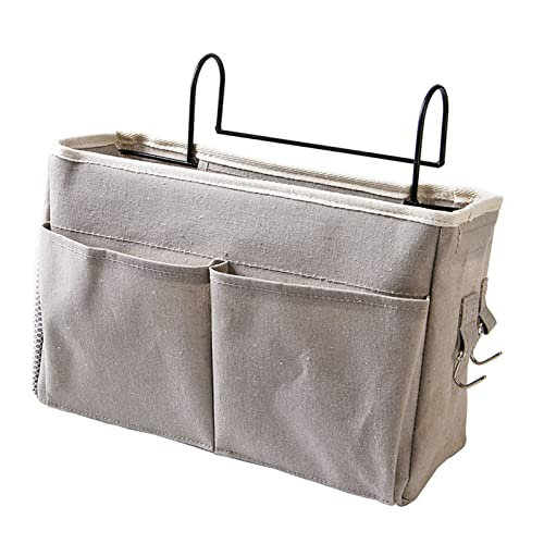 Cosiki Bedside, Bedside Storage/Bedside Hanging Storage Bag Hanging Desk Organizer for Headboards Bunk Beds Dorm Rooms Book Phone Magazine Holder (Grey)