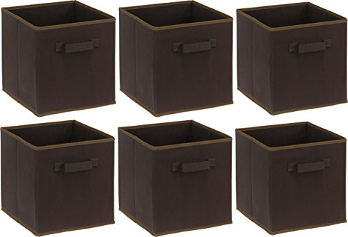 Simple Houseware Foldable Cube Storage Bins, 11-Inch Brown, 6-Pack Fabric Cubes Organizer for Closet or Shelves - color: Brown