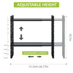 Expandable Cabinet Shelf Organizer Rack, Stackable Kitchen Counter Storage Shelves Stand, Adjustable Height Pantry Shelf Spice Rack (Black-2 Pack, 8.7" D x 15.4-26.8" W x 9.8" H) - color: Black-2 Pack