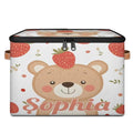 Custom Storage Basket with Name, Personalized Storage Bins with Zipper Lid, Foldable Fabric Storage Box Large capacity with Handle Bear Strawberry - color: Option 15