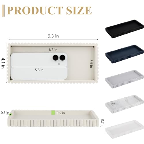 Silicone Bathroom Tray Small Vanity Organizer Rectangle Sink Caddy Sponge Holder Kitchen Counter Decor for Dish Soap, Perfume, Candle, Beige - color: Beige