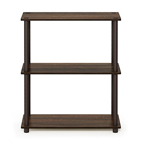 Furinno TURN-N-TUBE Storage Shelves, 3-Tier Book Shelf, Corner Shelf, Toolless Open Shelves, for Organization and Storage, Living Room, Garage, Home Office, Walnut - color: Walnut, size: 3-Tier