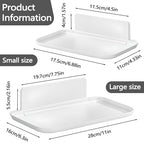 2 Pack White PP Folding Wall Shelf, 6.8" x 4.3" & 11" x 6.3" Foldable Adhesive Shelves, Small Fold-Down Wall Storage Tray for Bathroom Toilet Kitchen Phone Towel