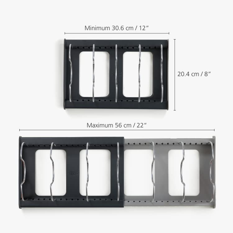 Joseph Joseph DrawerStore Expanding Cookware Organizer, Space saving storage for pan lids, baking trays - Grey - style: Pots & Pans