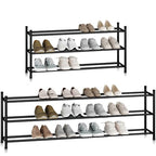 STORAGE MANIAC Long Expandable Shoe Rack, 18 Pairs Metal Wide Stackable Shoe Rack, Adjustable Shoes Shelf, Freestanding Shoes Organizer for Closet, Entryway, Hallway, Garage, Front Door, 3 Tiers - size: 3-tier