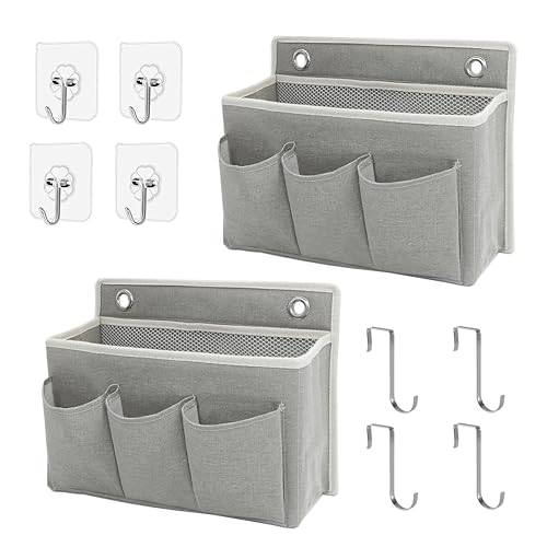2-Pack Wall Hanging Organizer Bag/Hanging Baskets with Large Mesh Compartment & 3 Pockets，Over the Door Organizer Space Saving Storage for Bedroom,RV Camper, Closet (Gray -2 Pack) - color: Gray -2 Pack