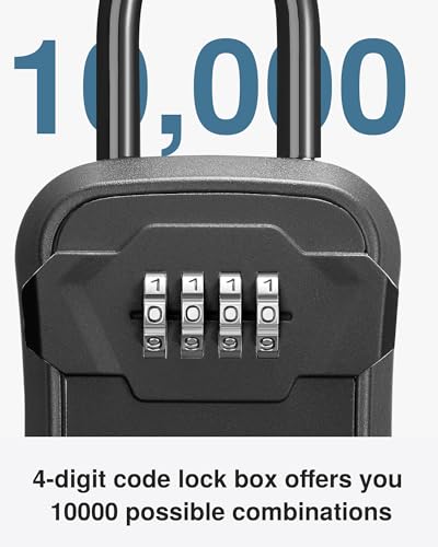 Puroma Lock Box, Key Lock Box Wall Mount & Portable Combination Lockbox with Resettable Code, Security Lockbox for Outside House Keys, Apartment Realtors Spare Keys Storage (1 Pack, Pure Black) - color: Pure Black