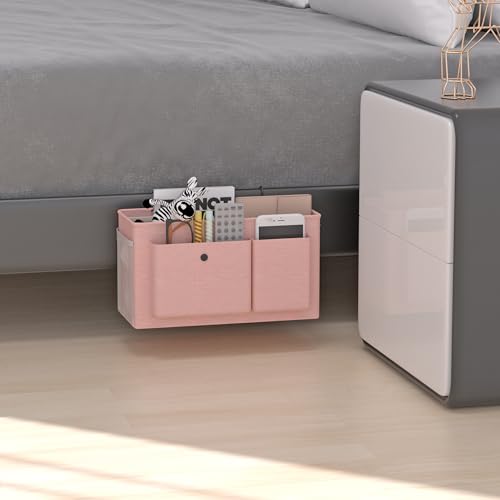 Edudif Bedside Caddy Bedside Organizer with Fixed Straps & Water Bottle Holder, Bunk Bed Caddy ideal for Home, Dorm, Hospital, Crib, Versatile Bedside Storage Solution (Pink 2pcs) - color: Pink 2pcs