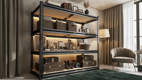 REIBII 40" W Storage Shelves 2000LBS Adjustable Garage Shelving Metal Heavy Duty 4 Tier Garage Shelves 60" H Metal Shelves for Closet Pantry Kitchen Warehouse 40" W × 20''D × 60''H - size: 20"D x 40"W x 60"H