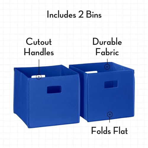 RiverRidge Folding Storage Bins with Handles Blue Cube Storage Organizer for Closet, Bedroom & Playroom - Closet Organizers and Storage Set of 2 - color: 2 Blue 10in H Bins