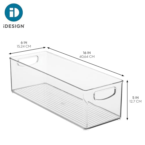 iDesign Plastic Stackable Pantry Bin with Handles for Cabinets or Fridge, Clear, Made in USA - style: Pack of 1