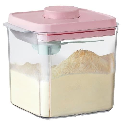 Ankou Formula Container - 1700ml Airtight Formula Dispenser One Button Handy Milk Powder Container BPA-Free Storage Containers with Scoop and Scraper Transparent 730g - color: 1700ml Pink
