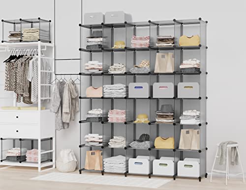 HOMIDEC Closet Organizer, 12-Cube Closet Organizers and Storage, Portable Closet Shelves, Clothing Storage (Grey) - color: Grey